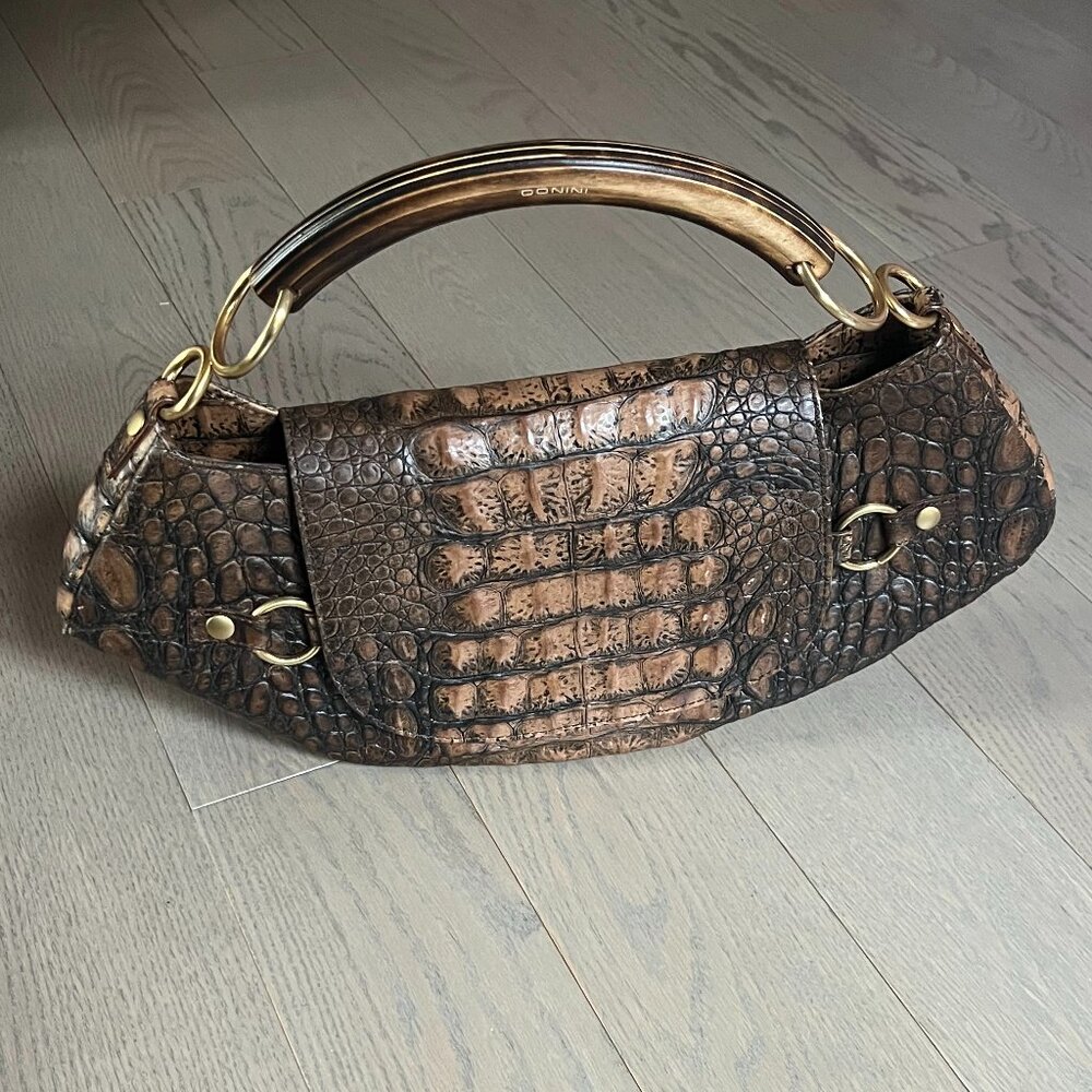Donini Embellished Brown Leather Bag